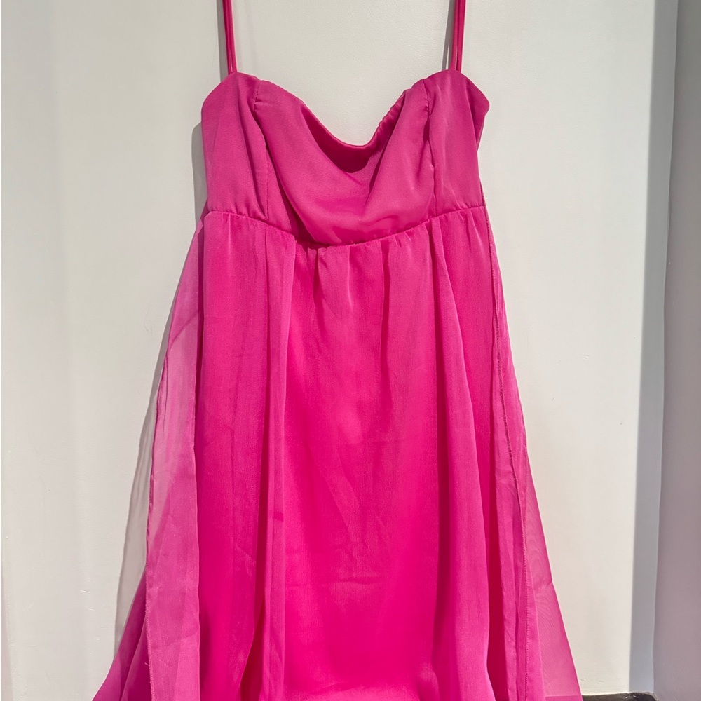 Hello Molly Pink Spaghetti Strap Sweetheart Sundress